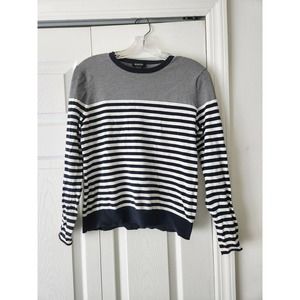 NWOT Worth New York Navy & White Striped Fine Knit Sweater, Women's SP